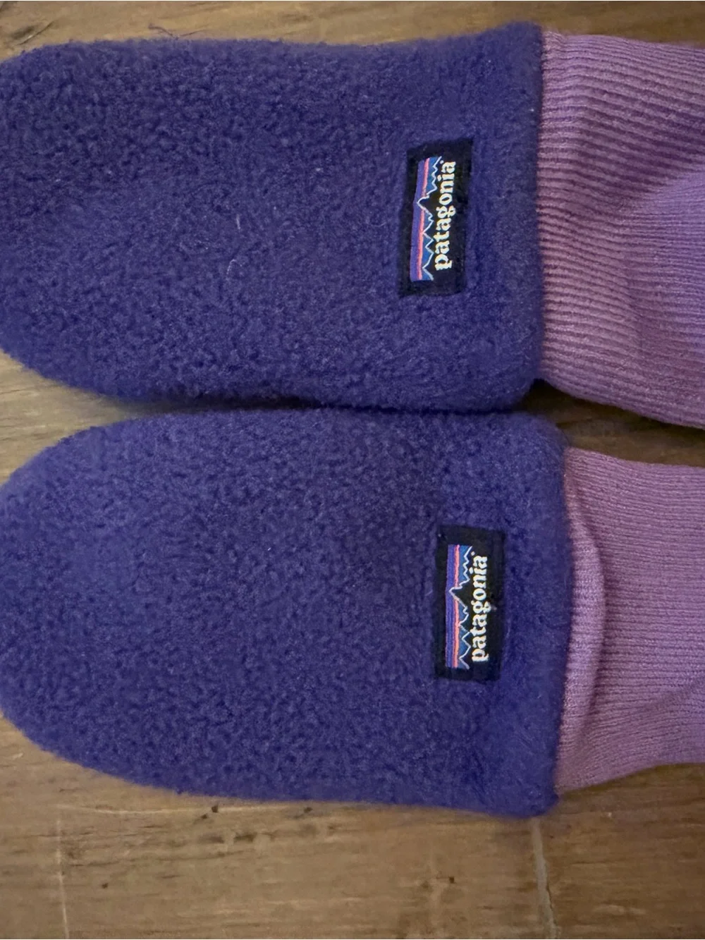Patagonia Purple Fleece Mittens with Lavender Cuff